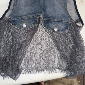 Zara Blue Denim Vest with Lace Trim